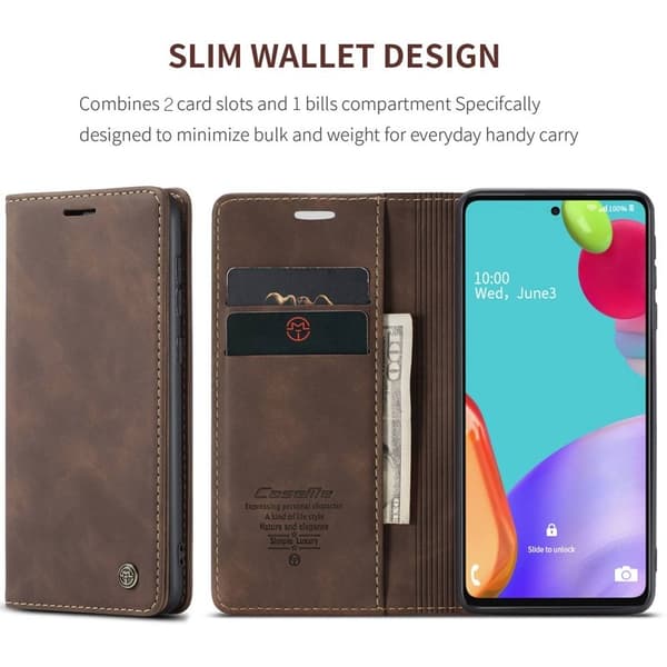 CASEME Plånboksfodral Konstläder till Samsung Galaxy A52 5G - Brun