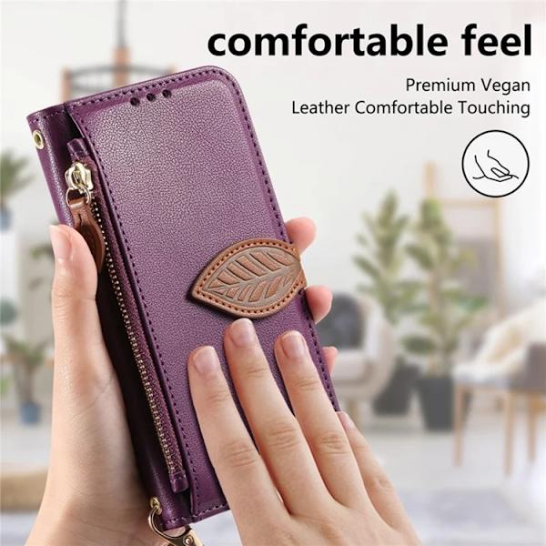 iPhone 17 Pro Plånboksfodral Leaf Magnetiskt Spänne Konstläder - Lila Lila