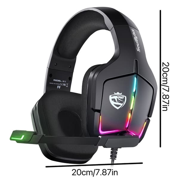 KOTION EACH Over-Ear Gaming Trådbundna Hörlurar Roterbar Mikrofon S12