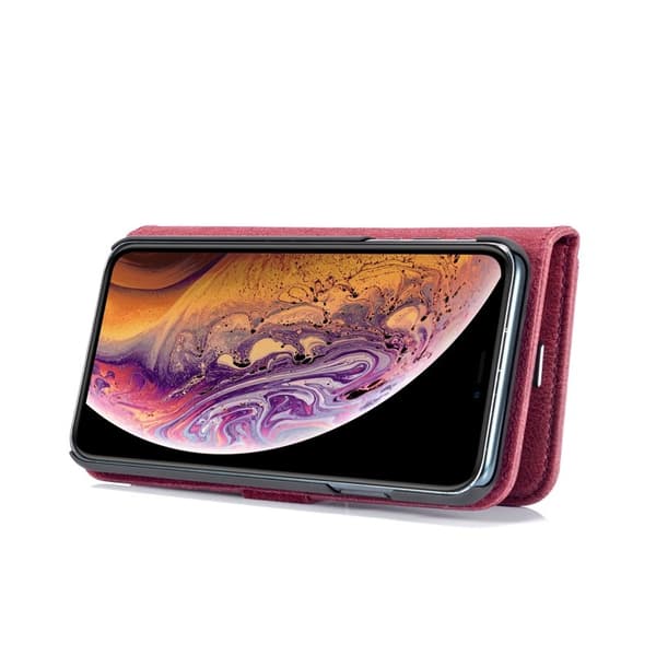 DG.MING iPhone XS Max Plånboksfodral 2-i-1 Äkta läder Röd