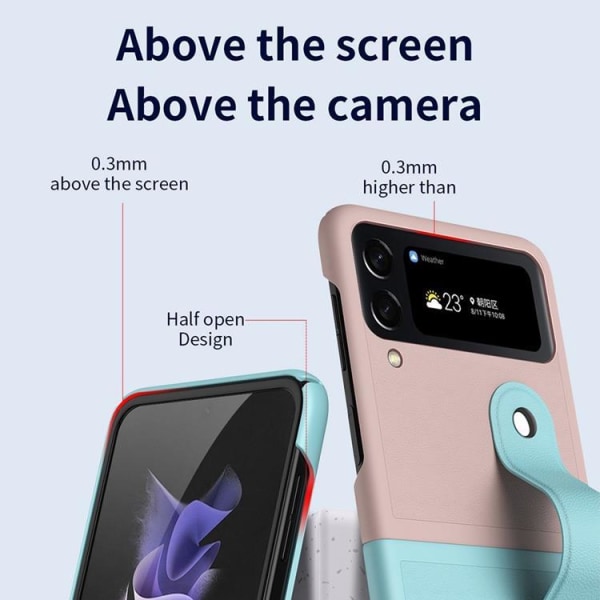 Galaxy Z Flip 4 Case rannehihna -jalusta - sininen