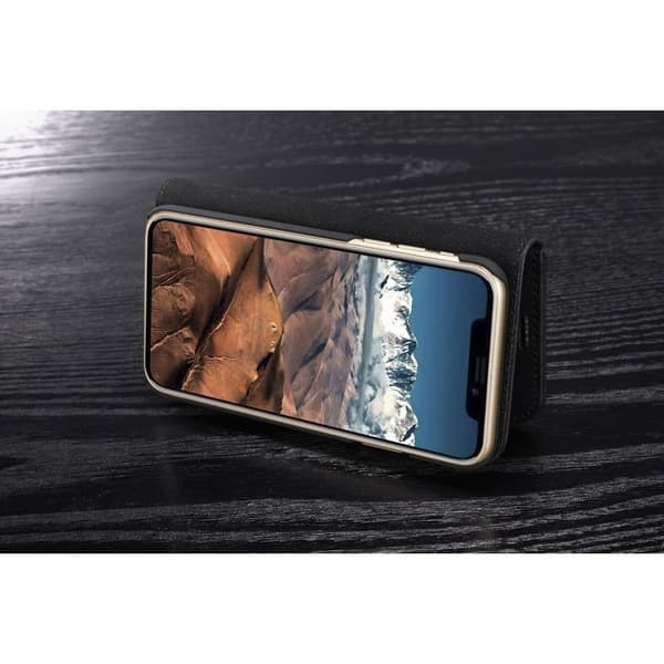DG.MING iPhone X/XS Plånboksfodral Äkta läder med - Svart
