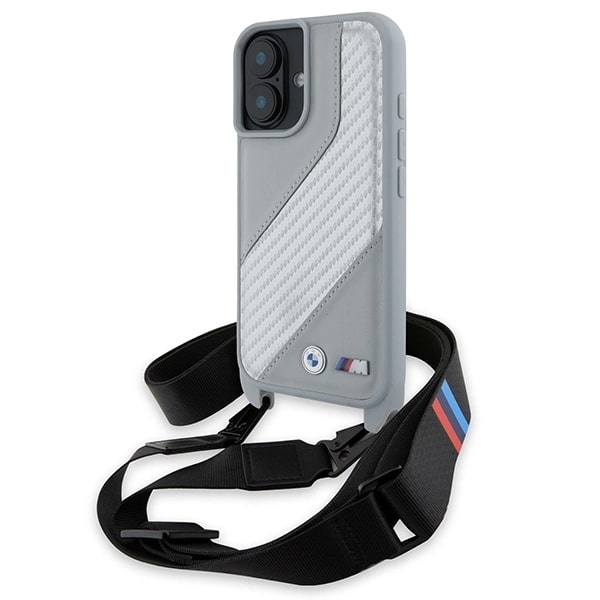 BMW Mobilskal till iPhone 16 Carbon Stripe & Strap - Grå