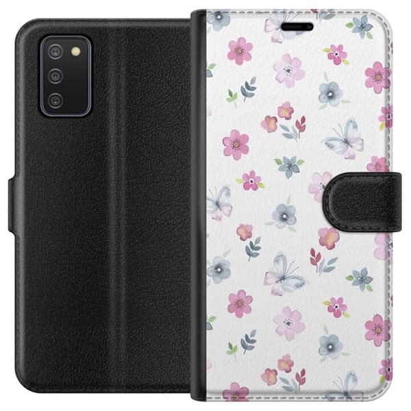 Pungcover til Samsung Galaxy A02s med Blomster og sommerfugle