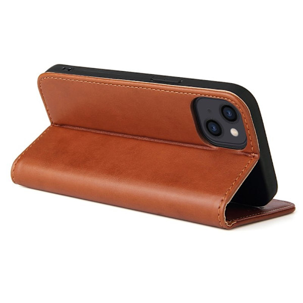 FIERRE SHANN iPhone 15 Plus Plånboksfodral Konstläder - Brun