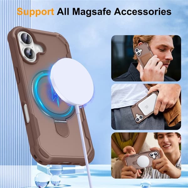 Mobilskal till iPhone 17 MagSafe TPU+PC Kickstand Shockproof - Guld Guld