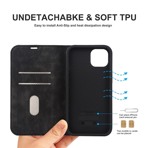 iPhone 14 Plus Plånboksfodral Magsafe RFID - Svart Svart