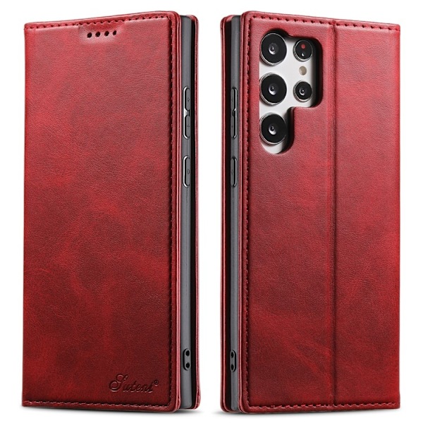 SUTENI Galaxy S23 Ultra Plånboksfodral Kickstand Flip - Röd