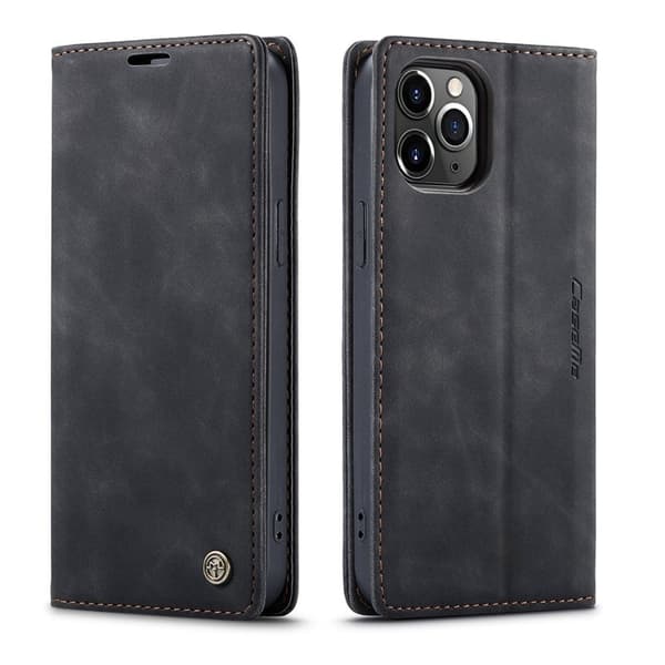 CASEME 013 Plånboksfodral Konstläder Flip iPhone 12 Pro Max Svart