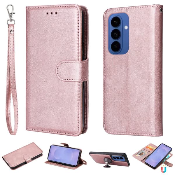 Plånboksfodral för Samsung Galaxy S26 Plus Magnetiskt Konstläder - Roséguld