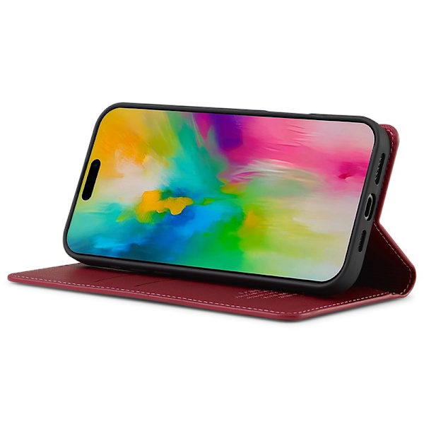 LC.IMEEKE L1 Series iPhone 16 Pro Max Plånboksfodral Konstläder - Röd