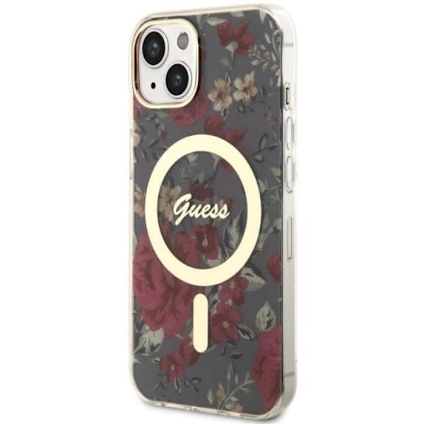 Guess iPhone 14 Plus Mobilskal MagSafe Flower - Grön/Khaki