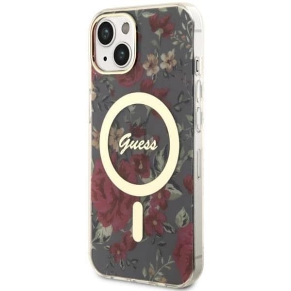 Guess iPhone 14 Plus Mobilskal MagSafe Flower - Grøn/Khaki Grön