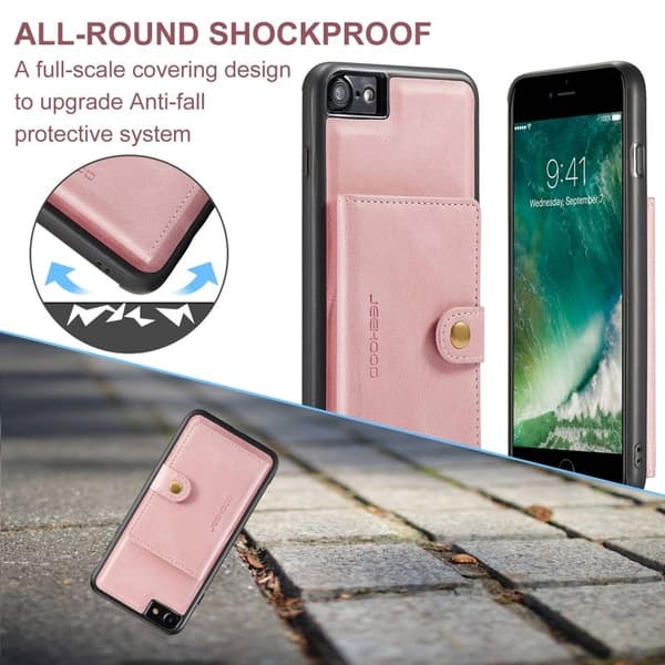 JEEHOOD Mobilskal till iPhone 7/8/SE (2020/2022) med Plånboksfodral - Roséguld