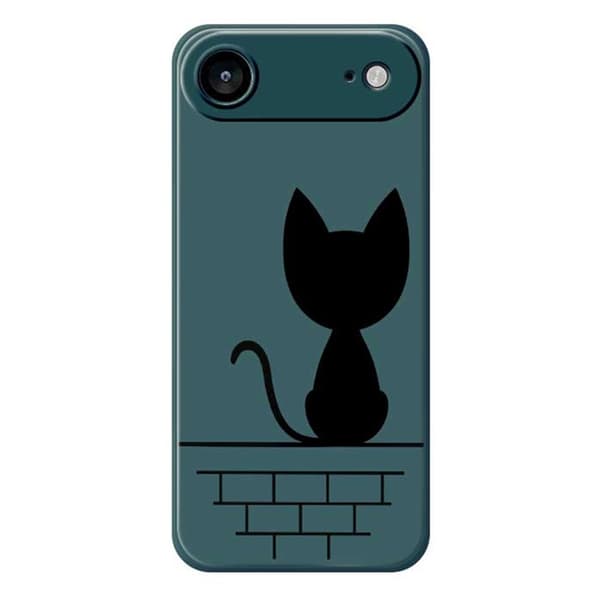 Mobilskal till iPhone Air Black Cat on the Wall - Grön Grön