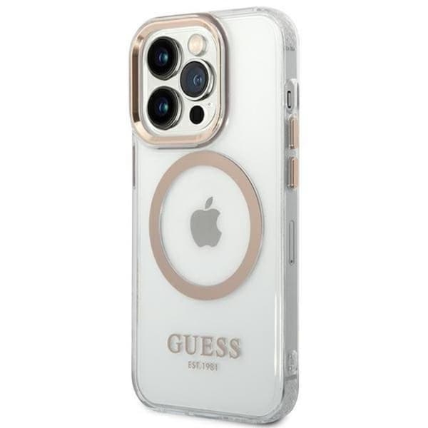 GUESS iPhone 14 Pro Skal Magsafe Metal Outline - Guld Guld