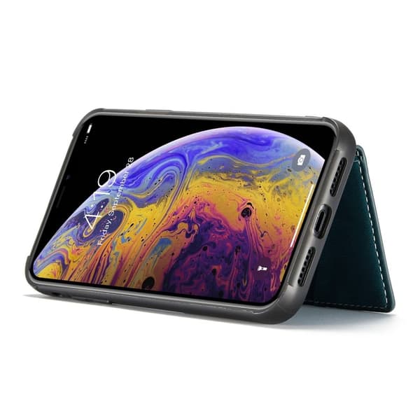JEEHOOD iPhone XS/X Konstläder Plånboksfodral Detachable TPU Grön