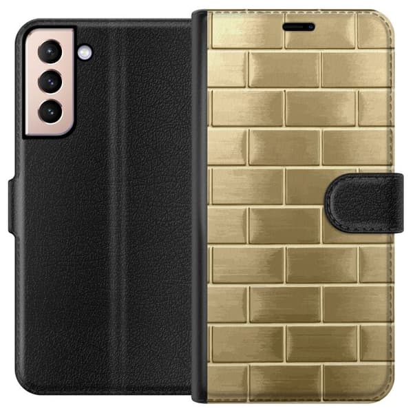 Plånboksfodral till Samsung Galaxy S21 med Gyllene Murstenar