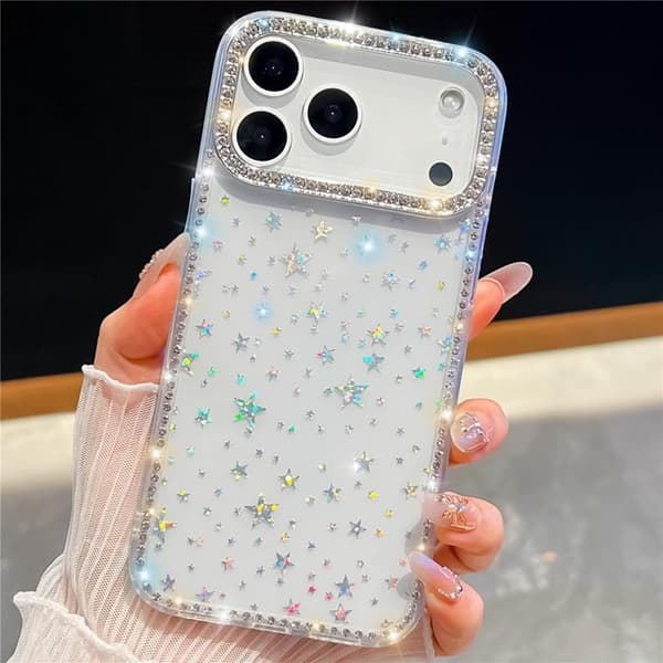 Mobilskal till iPhone 17 Pro Max Rhinestone Edge - Starry Transparent Transparent
