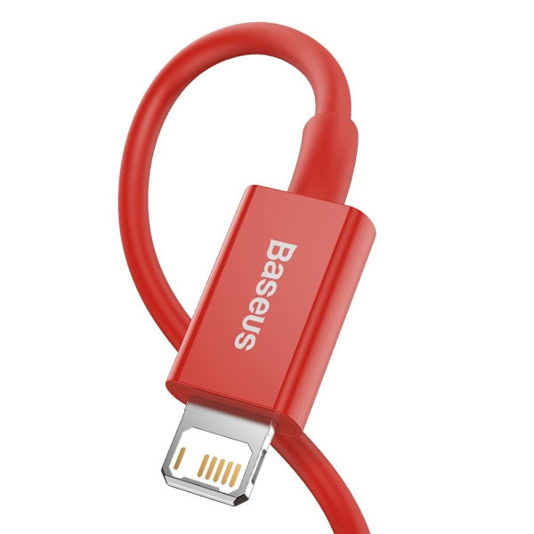Baseus snabbaddning USB-A till Lightning kabel 1m - Röd Red