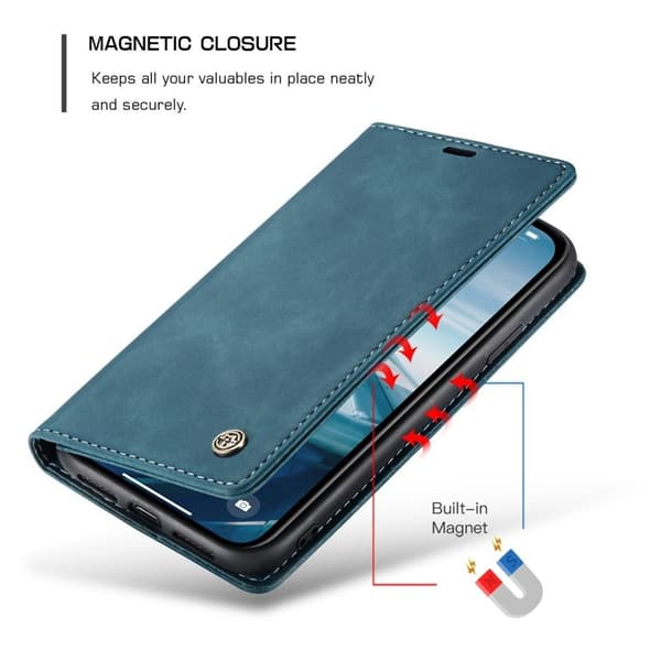 CASEME 013 Flip Konstläderplånboksfodral till iPhone 11 - Blå