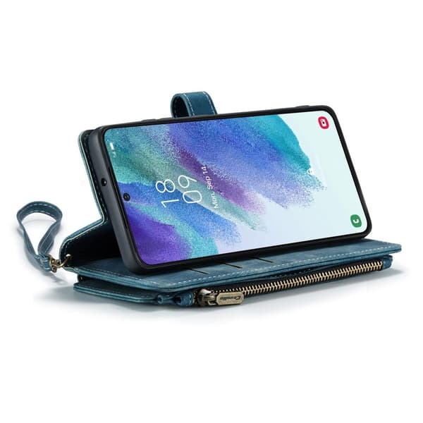 CASEME Konstläder Plånboksfodral för Samsung Galaxy S21 FE 5G - Blå