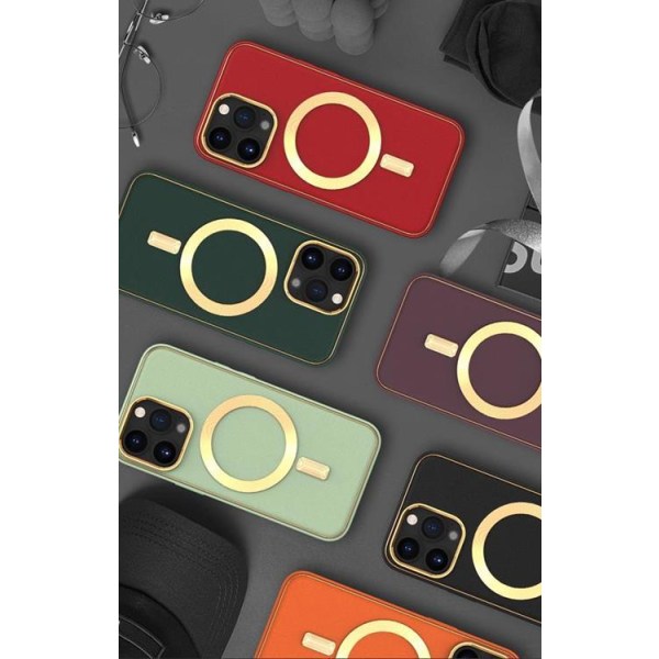BOOM iPhone 13 Pro Cover Magsafe Læder - Kirsebærpulver