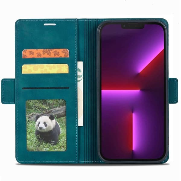 FORWENW F3-Series iPhone 13 Plånboksfodral Konstläder - Cyan