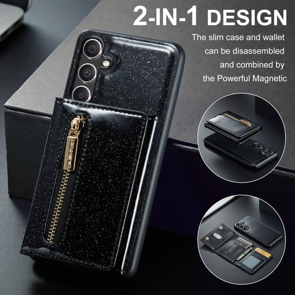 DG.MING M3 Series Mobilskal till Samsung Galaxy S23 FE Glitter Konstläder Svart