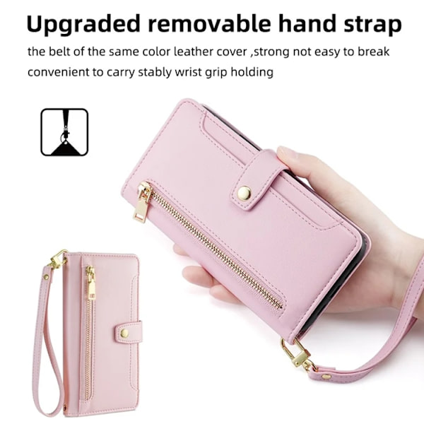 Galaxy S23 Plus Konstläder Plånboksfodral Crossbody - Rosa Rosa