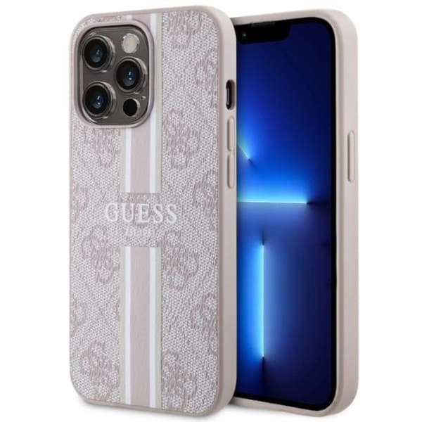 Guess Mobilskal till iPhone 13 Pro/13 MagSafe Printed Stripes - Rosa Rosa
