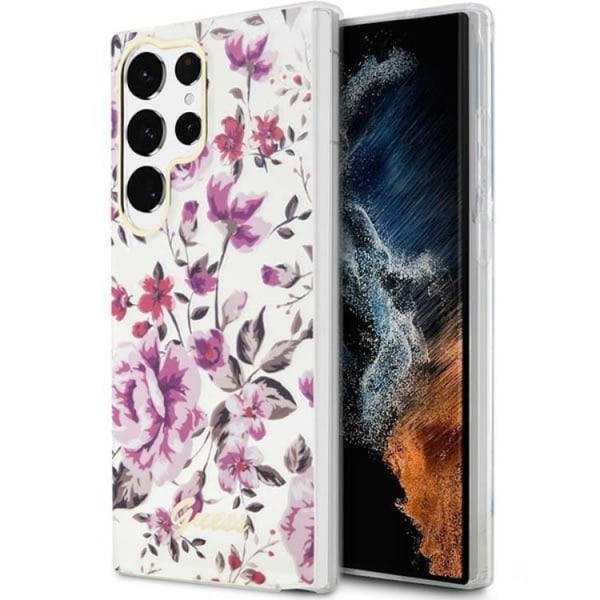 Guess Galaxy S23 Ultra Mobile Case Flower Collection - Hvid