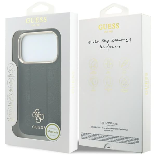 Guess Mobilskal För iPhone 18 Pro Max/17 Pro Max Magsafe Stripe Peony 4G Logo