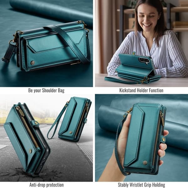 CASEME Plånboksfodral Konstläder för Samsung Galaxy A17 5G - Grön