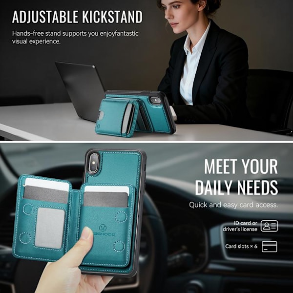 JEEHOOD Mobilskal till iPhone XS Max Magsafe Läder - Blå Blå