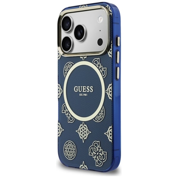 Guess Mobilskal För iPhone 17 Pro MagSafe IML Peony Dot - Blå Blå