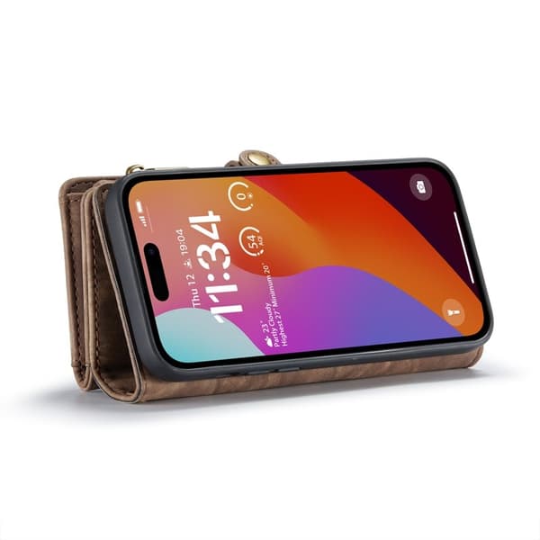 CASEME 008 iPhone 16 Pro Max Plånboksfodral Konstläder med - Brun
