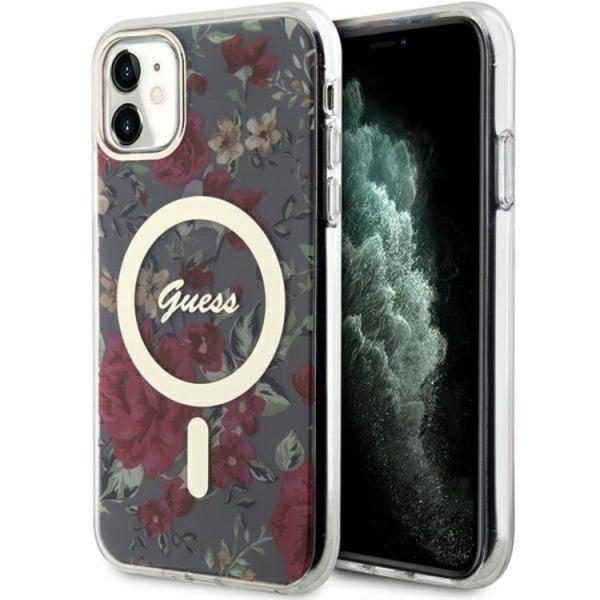 Guess iPhone 11/XR -mobiilikotelo Magsafe Flower - vihreä/khaki