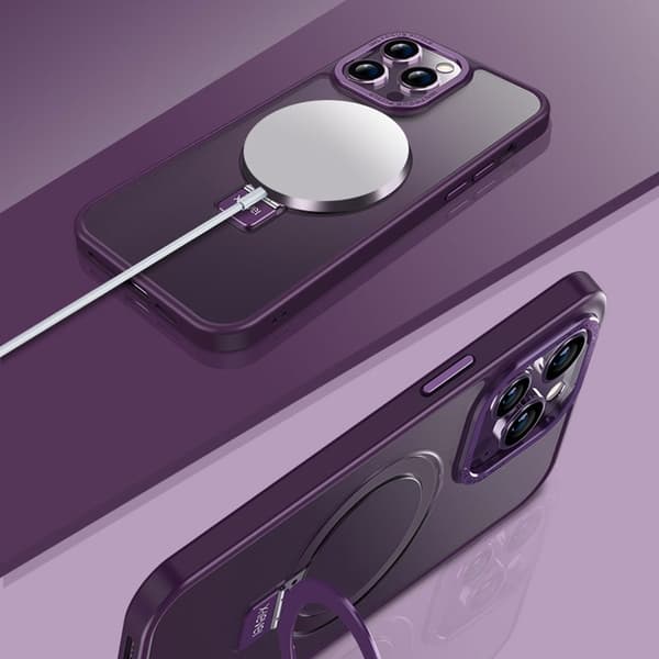 X-LEVEL Mobilskal till iPhone 14 Pro TPU+PC med Magnetisk Ställ Transparent Vit