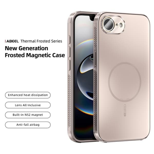ABEEL Mobilskal till iPhone 16e Magnetiskt TPU PC Kyl Matte Guld