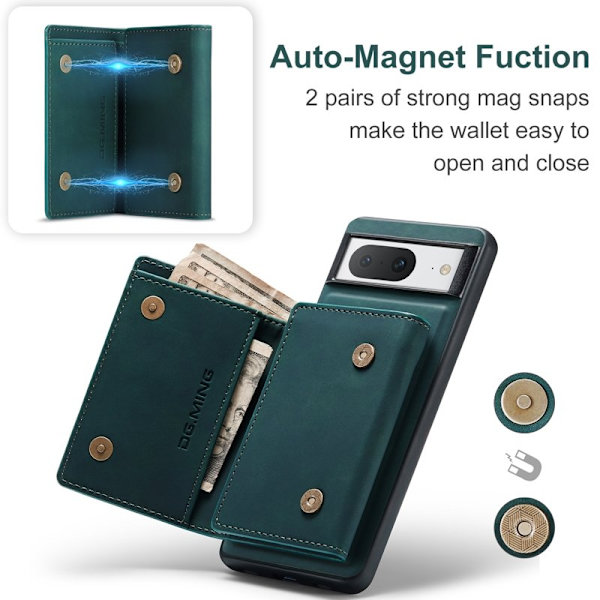 DG.MING Google Pixel 8 Konstläder Plånboksfodral Magnetisk Grön