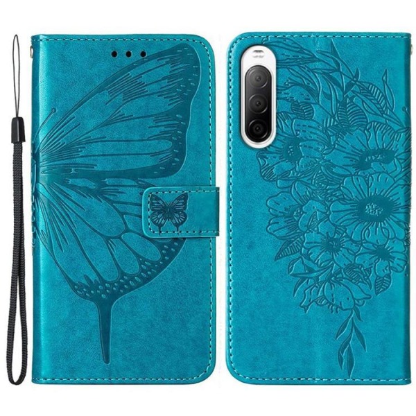 Sony Xperia 10 IV Plånboksfodral Butterfly - Blå