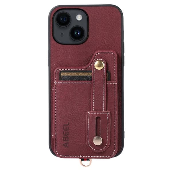 ABEEL Style 01 Mobilskal till iPhone 14 Plus Litchi Textur Purplish Röd