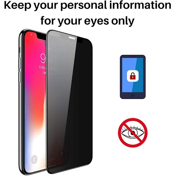 Privacy Anti-Spy Härdat Glas Skärmskydd till iPhone 8 Plus / 7 Plus Svart