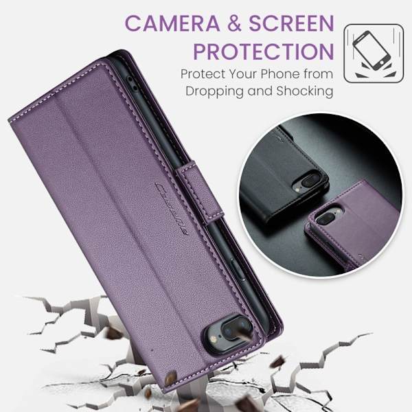 CASEME Plånboksfodral Konstläder för iPhone 6 Plus/7 Plus/8 Plus - Lila