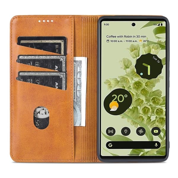 AZNS Google Pixel 6 Plånboksfodral - Praktisk Flip Design - Konstläder - Brun