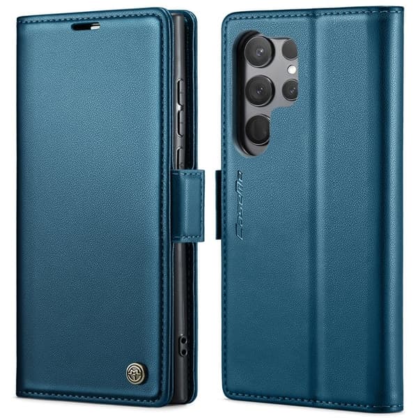 CASEME Plånboksfodral Konstläder för Samsung Galaxy S23 Ultra - Blå