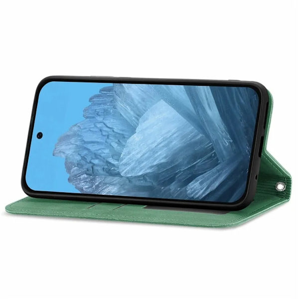 Google Pixel 10/10 Pro Konstläder Plånboksfodral Magnetic Absorption - Grön Grön