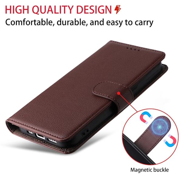 iPhone 17 Pro Plånboksfodral RFID Blocking med Handledsrem Brun