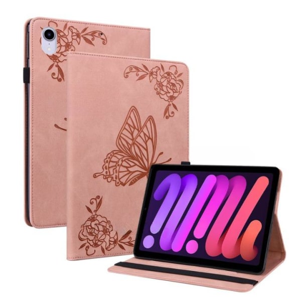 iPad mini 6 (2021) etui præget sommerfugleblomst - Pink